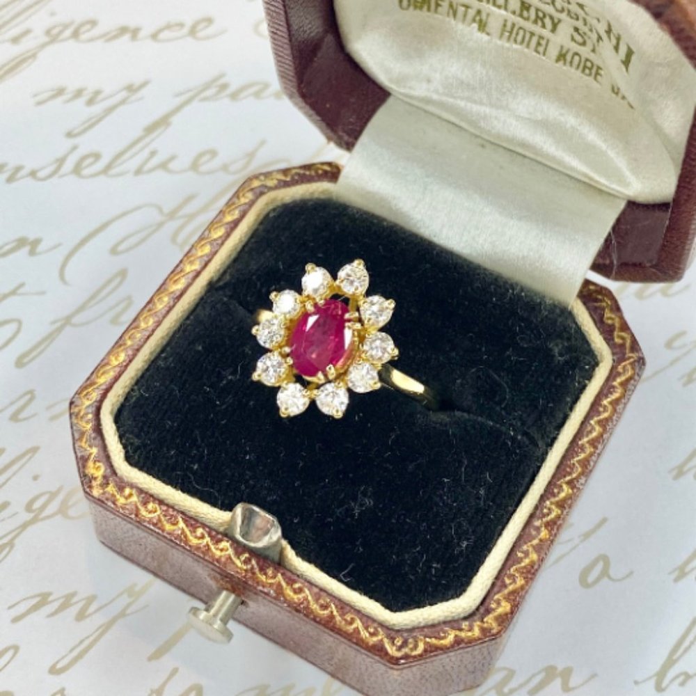 SOLD Vintage French GIA Certified Burma Ruby and Diamond Ring